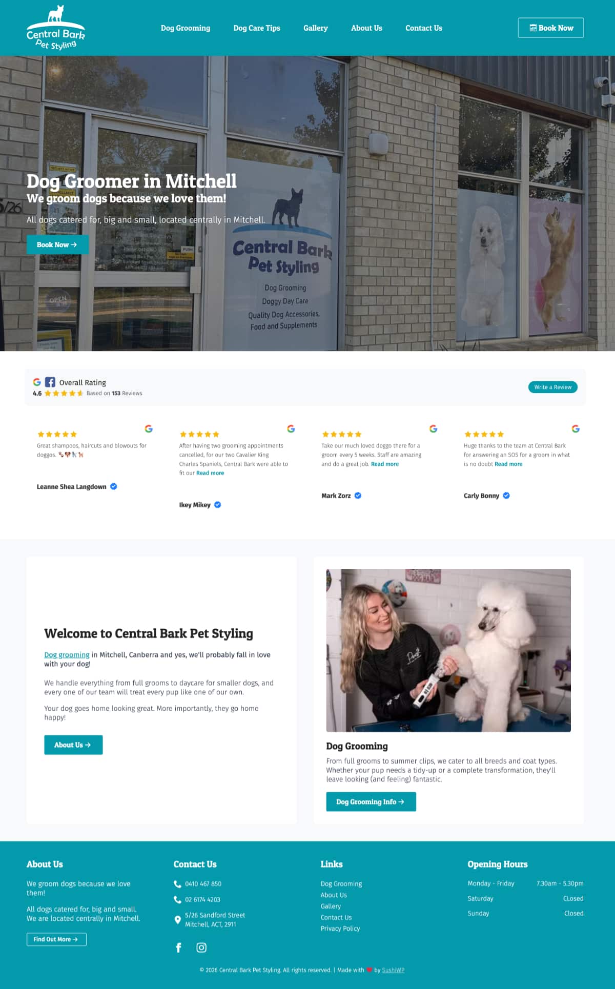 Central Bark Pet Styling website